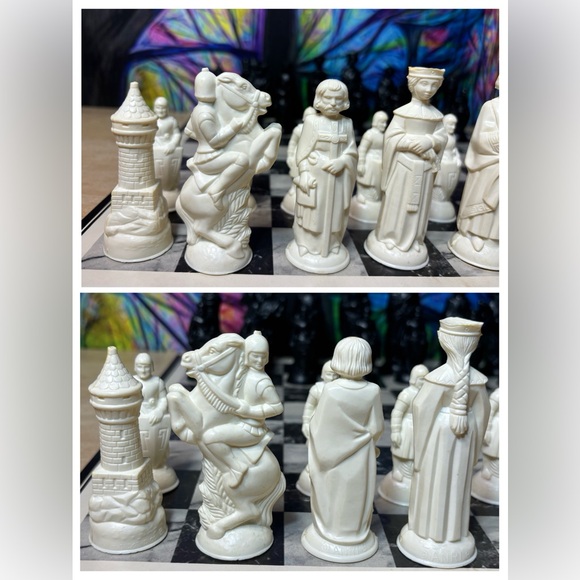 Vintage E.S. Lowe Renaissance Chessmen Set 1979 Complete w/ Board & Box No. 831 - Picture 9 of 16
